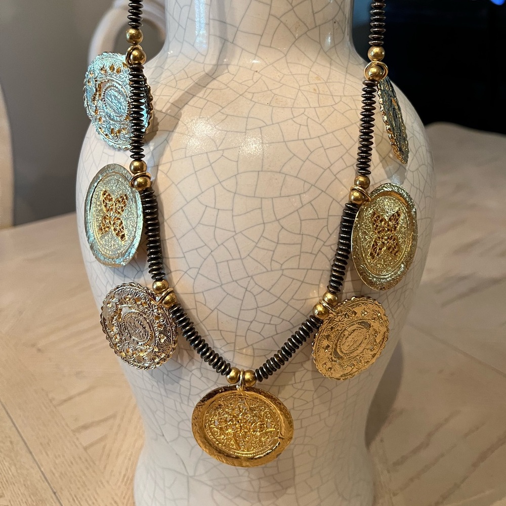 Kenneth Jay Lane coin necklace.